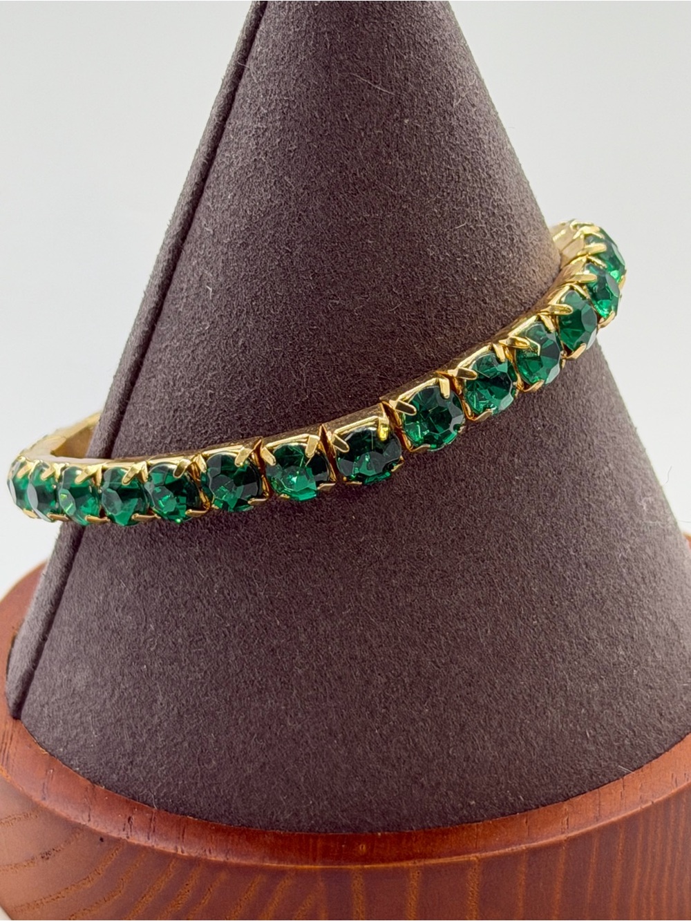 Gold-Tone Emerald Crystal Bangle Bracelet - Women Jewelry